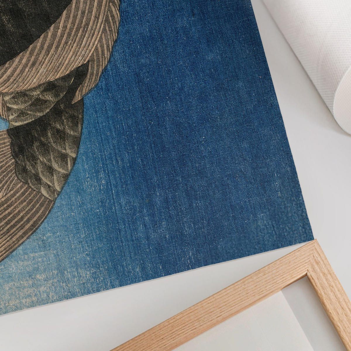 POSTER - 59x42 cm (A2) - Hokusai - Karpfen im Seetang - Blau, Textil (59.4/42/0.1cm) - TULUP