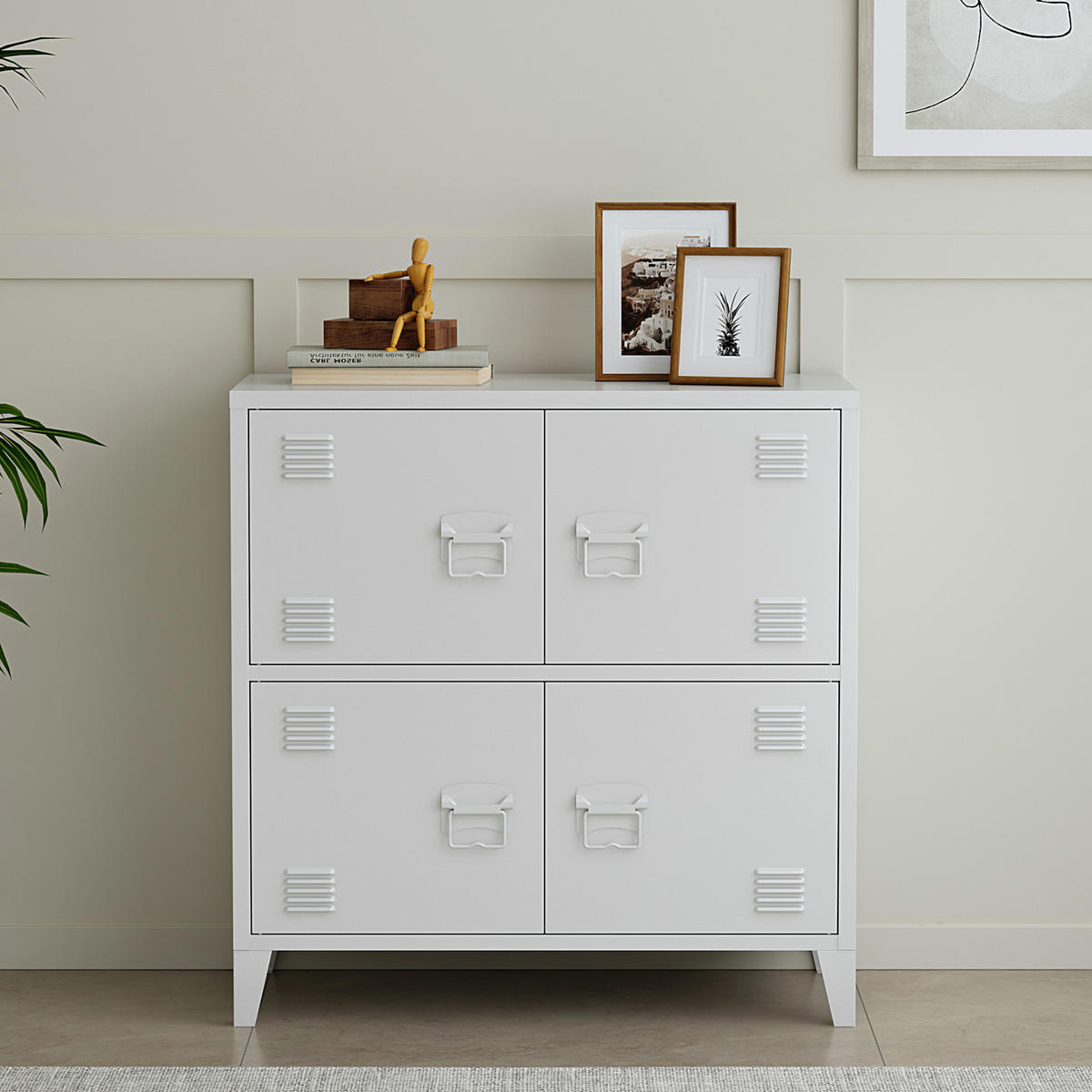 BÜROSCHRANK Hamina - Weiß, Metall (80/82/40cm) - [en.casa]