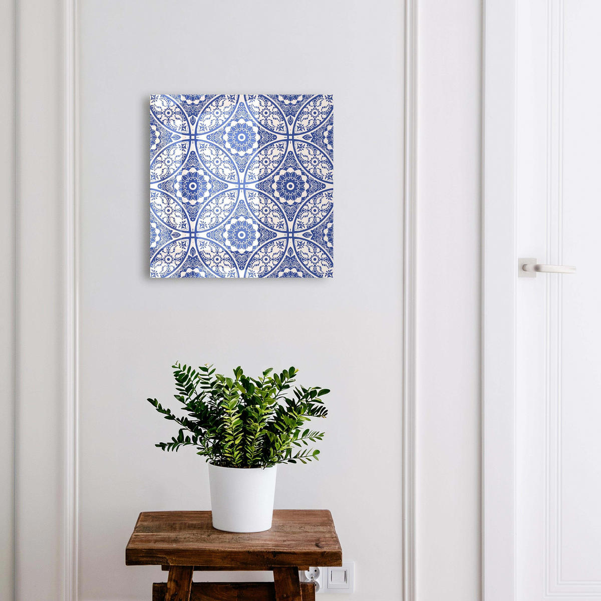 SCHLÜSSELBOX Schwarz 30x30 cm- Türöffnung nach rechts - Blaues Mosaik - Blau, Metall (30/30/5cm) - TULUP