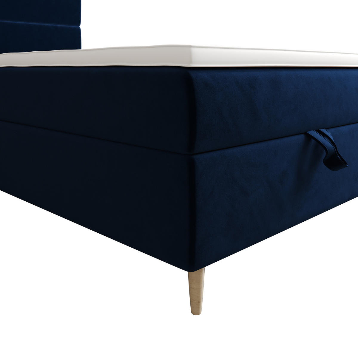 BOXBETT FLO 100x200 Itaka 11, mit Matratze H3, Bonell und Topper, Dunkelblau - Dunkelblau, Holz/Textil (100/200cm) - Bedante