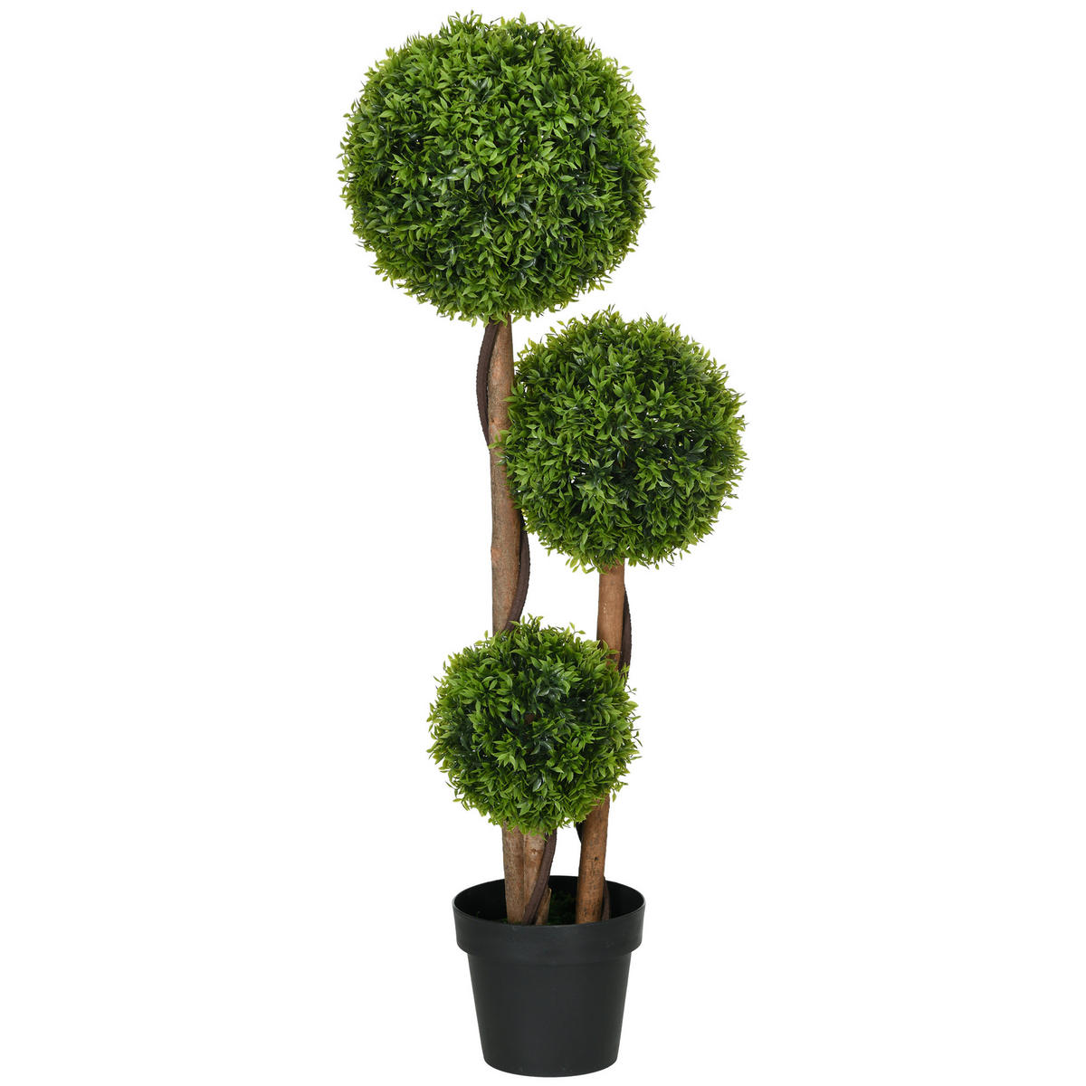 KUNSTPFLANZE DE-16586 3 Kugeln, 110 cm, Bambusblätter Grün - Grün, Kunststoff (110cm) - ComfortXL