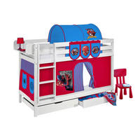ETAGENBETT JELLE 90x190 cm Spiderman - Hochbett - inkl. Vorhang und 2 Lattenrosten - Weiß, Holz - Lilokids