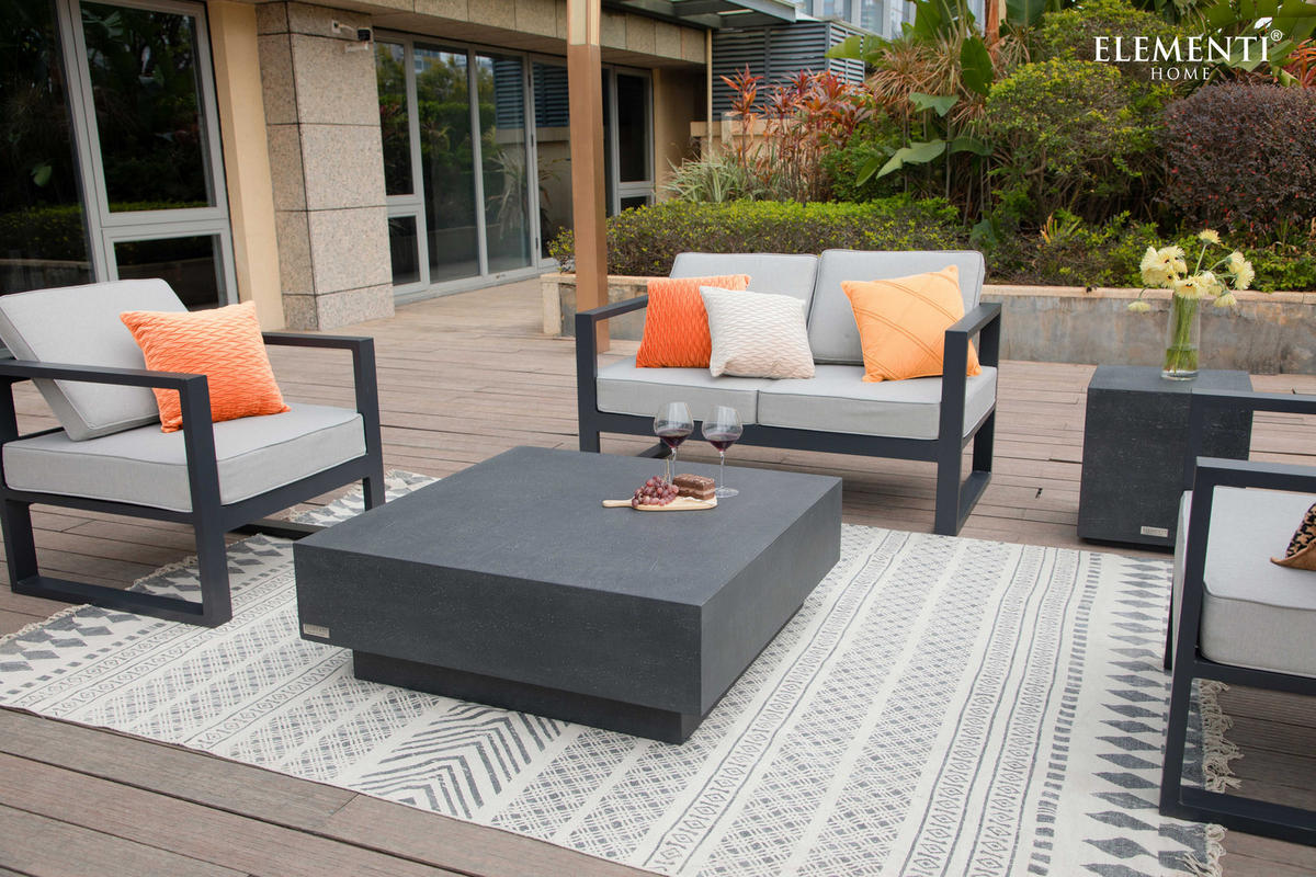 COUCHTISCH TEVERE aus GF-Beton Quadratisch, Wetterbeständig, 102x102x36 cm - Dunkelgrau, Naturmaterialien (102/102/36cm) - Elementi