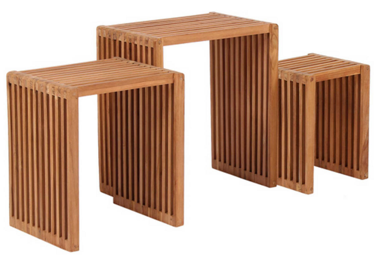 BEISTELLTISCH 3er Set - Naturfarben, Holz (32/45/50cm) - Mr. Deko