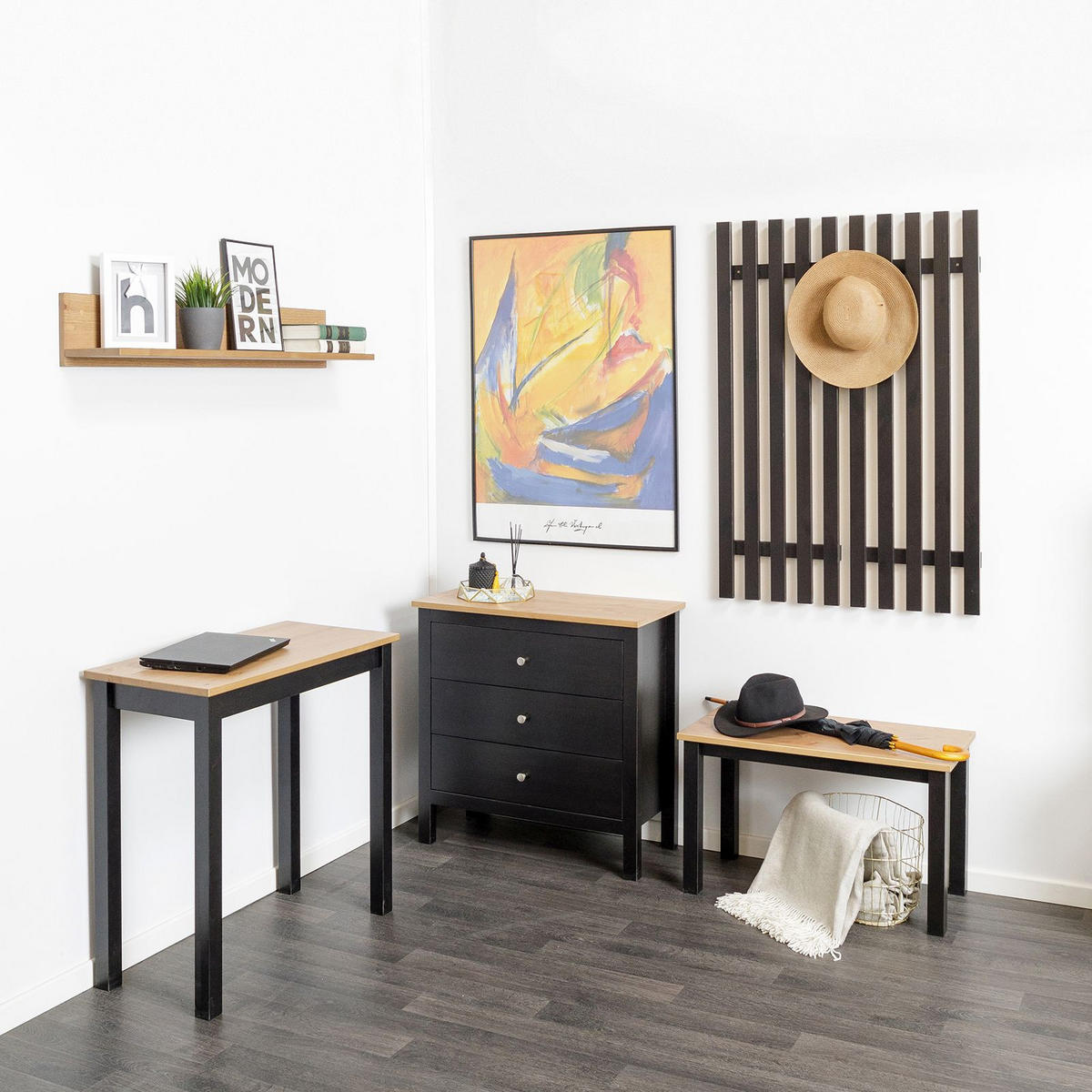 SCHREIBTISCH Massivholz 38/75/75 cm - Schwarz, Holz (38/75/75cm) - hagge home