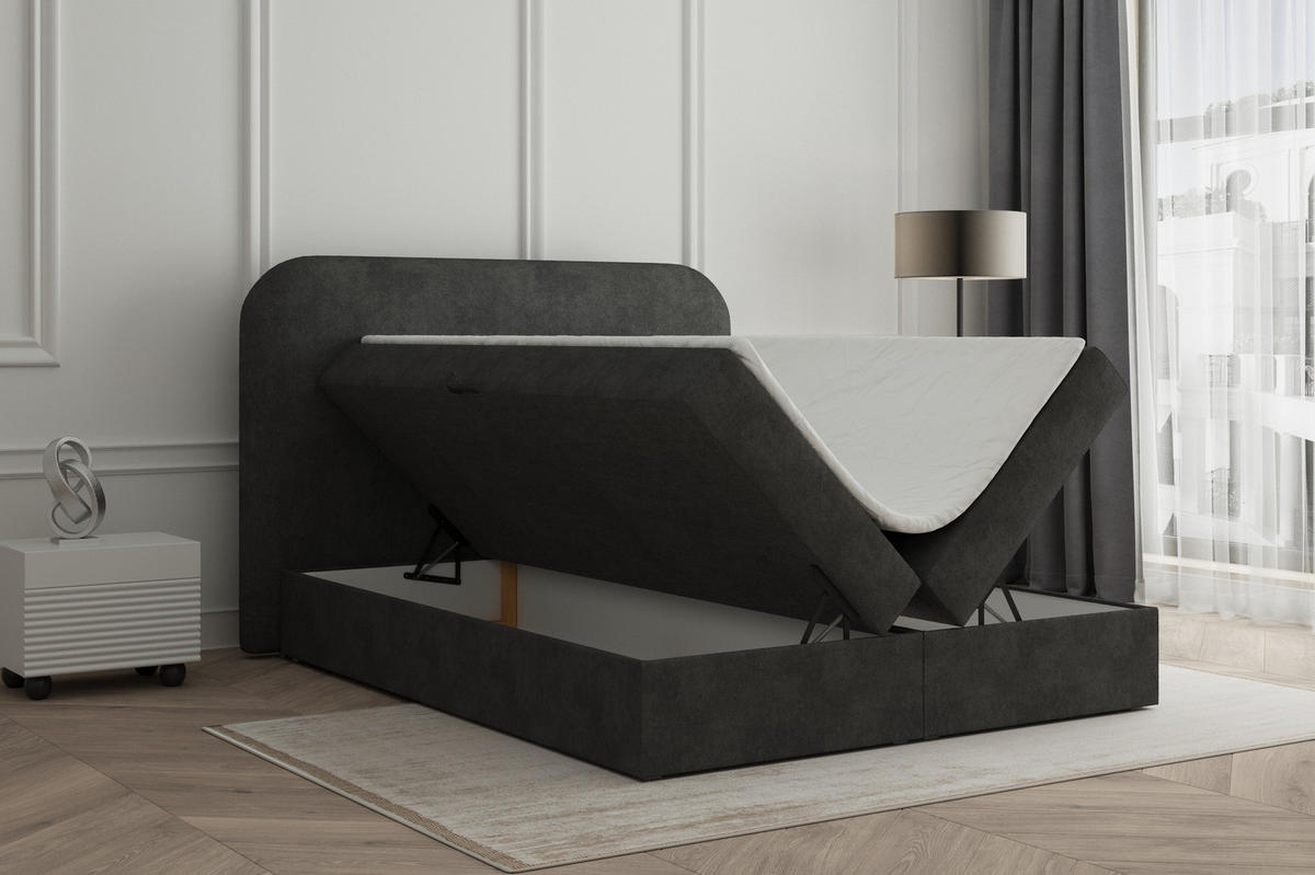 BOXBETT 180x200 - 07 Anthology 19 - Schwarz - Schwarz, Holzwerkstoff (180/200cm) - Möblo