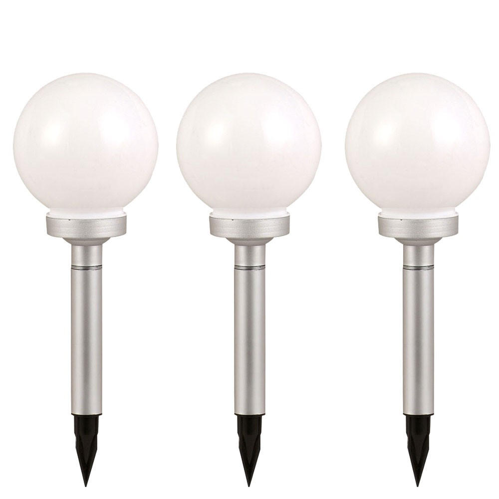 LED AUSSENLEUCHTE Weiß Solar 3er Set - Weiß, Kunststoff (15/15/42.5cm)
