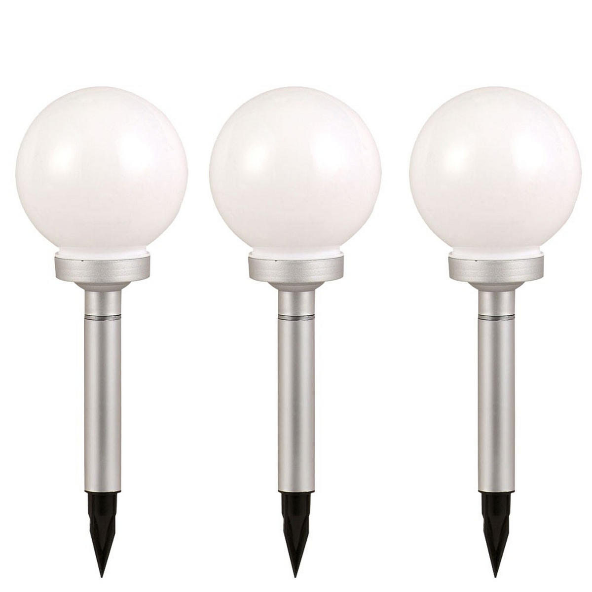 LED AUSSENLEUCHTE Weiß Solar 3er Set - Weiß, Kunststoff (15/15/42.5cm)