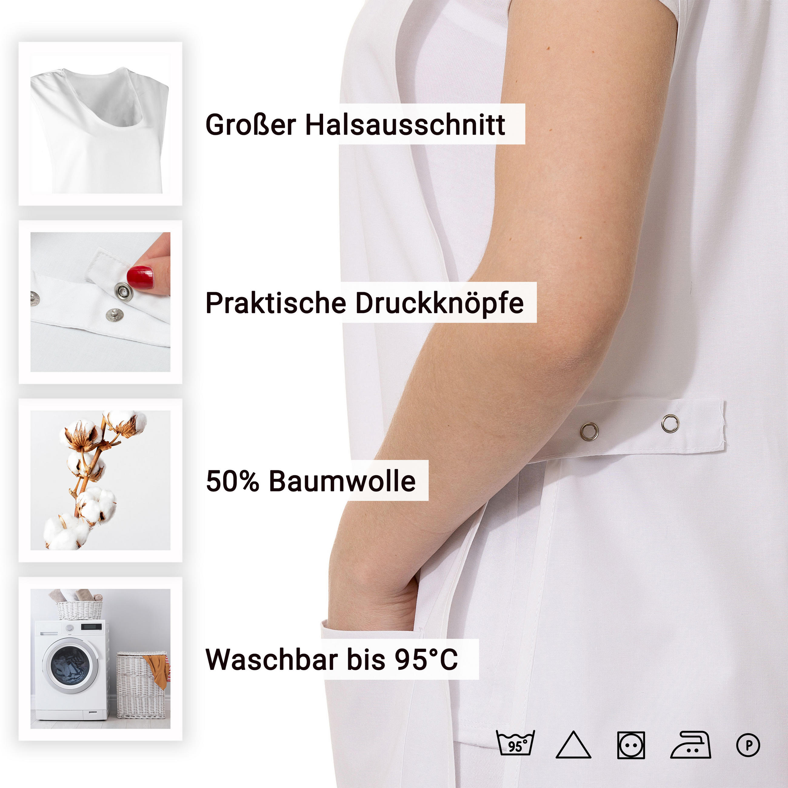 SCHÜRZE , onesize, 50% Polyester, 50% Baumwolle, Weiß - Weiß, Textil (62/90cm) - Zollner