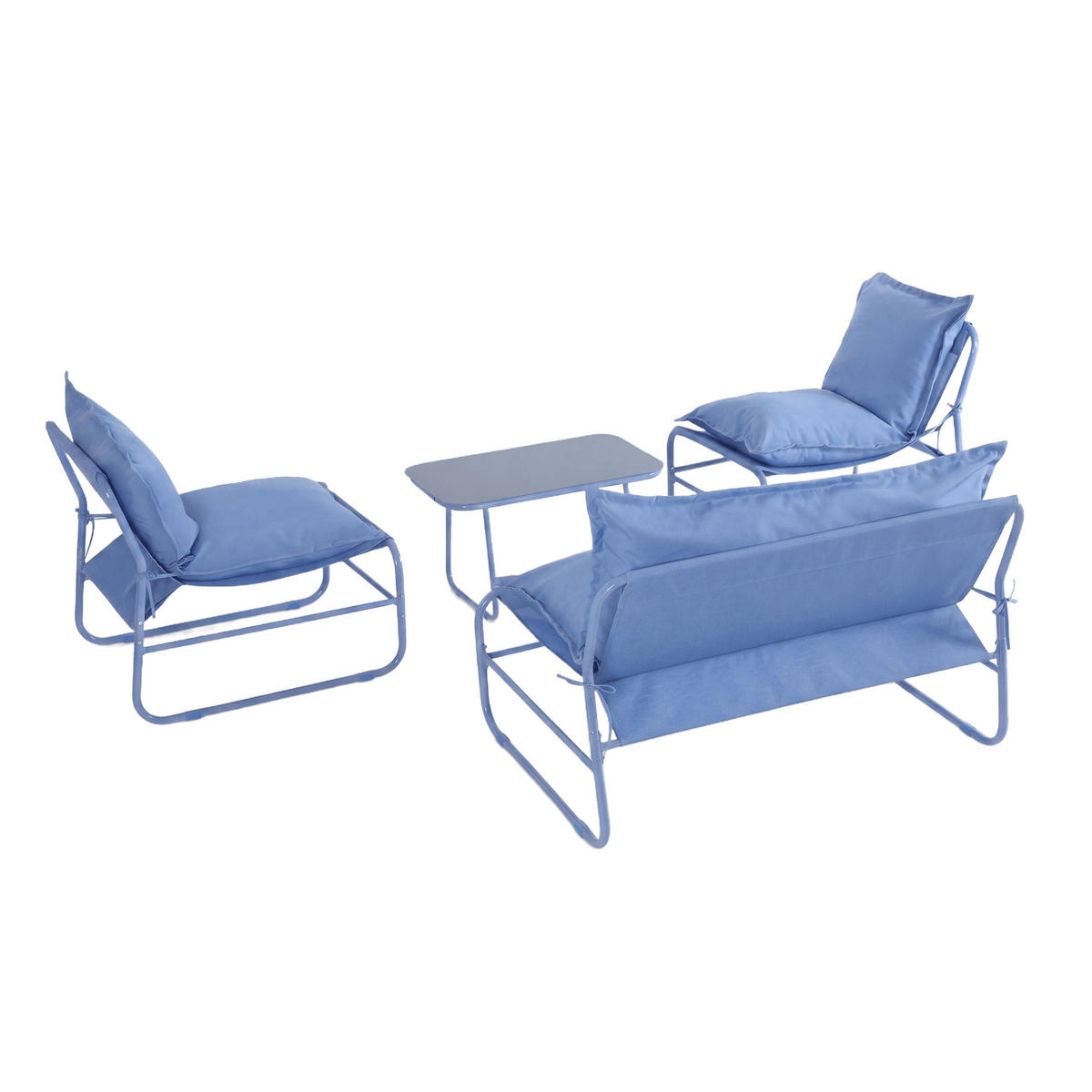 GARTENSET Blau 45/79/44 cm 4er-Set - Blau, Metall - Mobili Rebecca