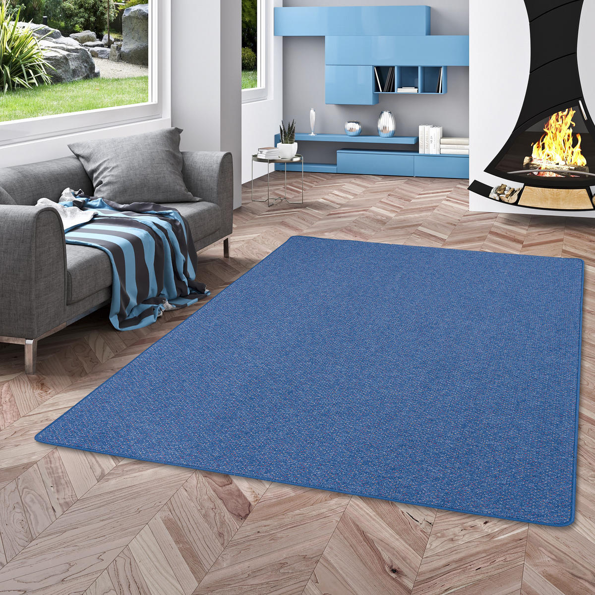 SCHLINGEN TEPPICH ALMA MELIERT - Blau, Textil (200/250cm) - Snapstyle