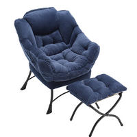 RELAXAČNÍ křeslo 69,9/64/95 cm s podnožkou, područkami a boční kapsou, tmavě modrá - tmavě modrá, textil (69.9/95/64cm) - Redom