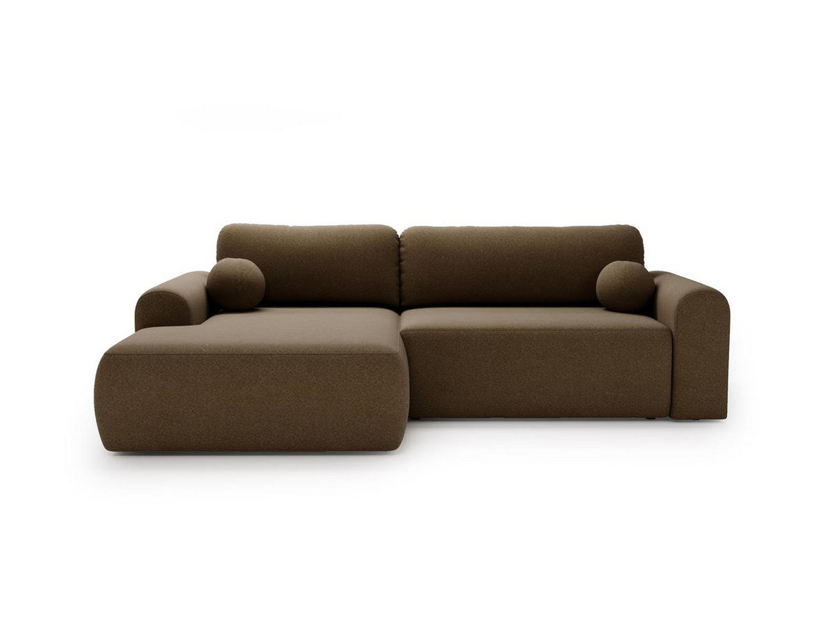 ECKSOFA Aurora Braun, mit Schlaffunktion in Lambi Stoff, linke seite - Braun, Holzwerkstoff/Textil (257/177cm) - Bettso