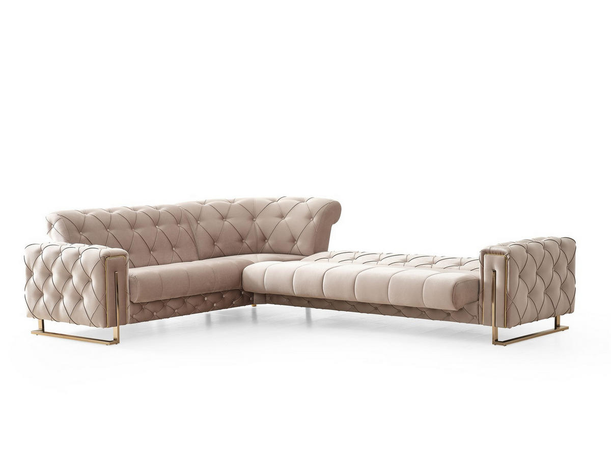 ECKSCHLAFSOFA Shimla Beige - Langer Schenkel Rechts - Beige, Holzwerkstoff/Kunststoff (245/310cm)