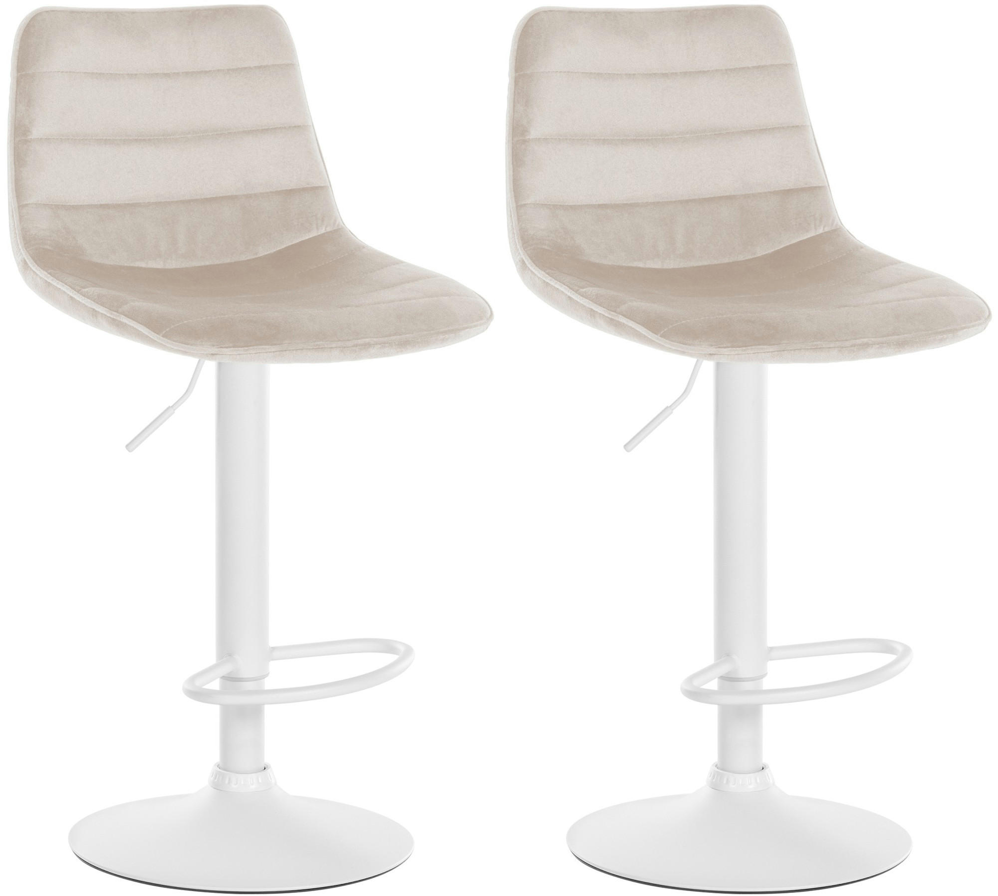 BARHOCKER 2er Set Samt creme - Creme/Weiß, Textil/Metall (45/89/46cm) - CLP