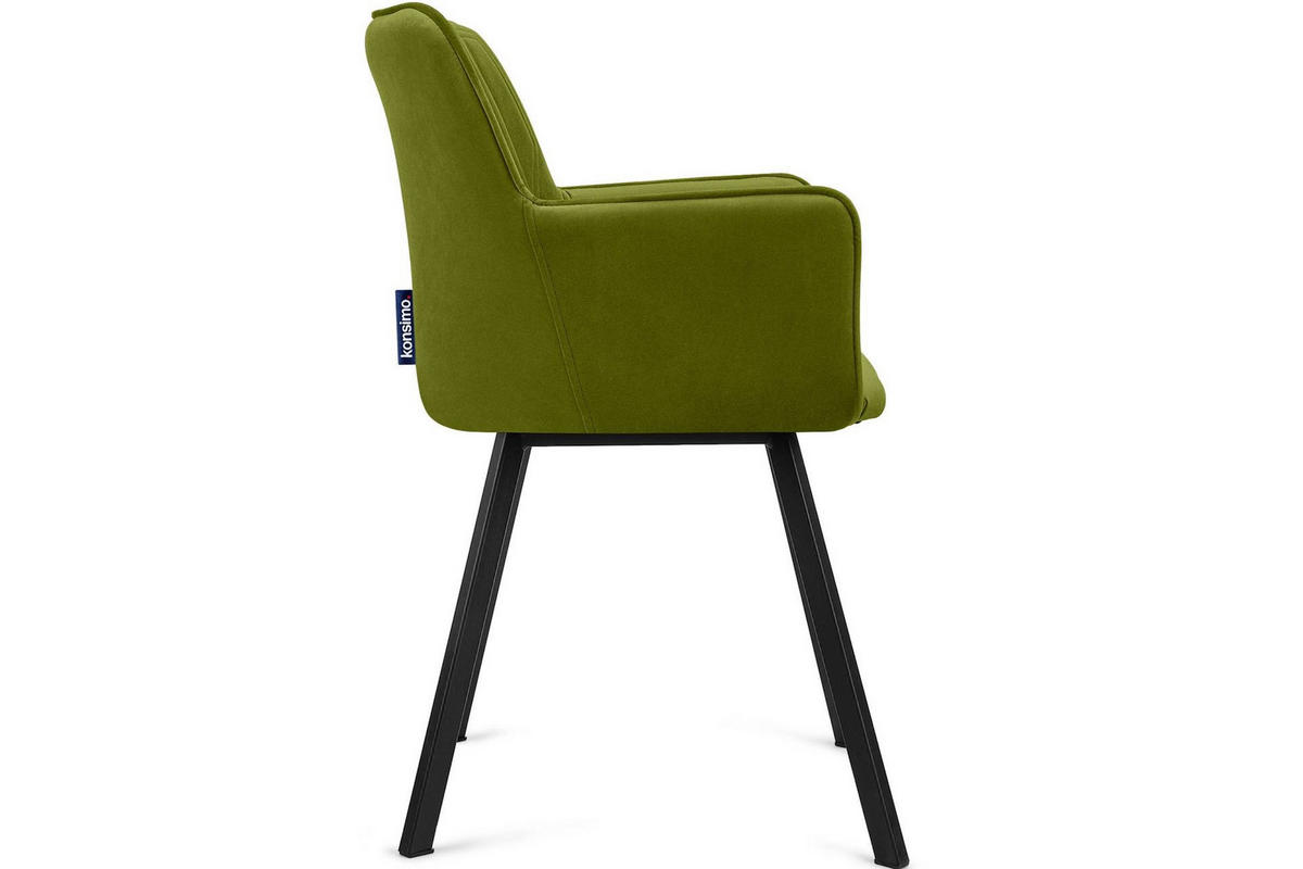 ESSZIMMERSTUHLE PYRUS 2-tlg Velours-Sitz, Oliv/Schwarz - Schwarz/Olivgrün, Textil/Metall (56/84/46cm) - KONSIMO®