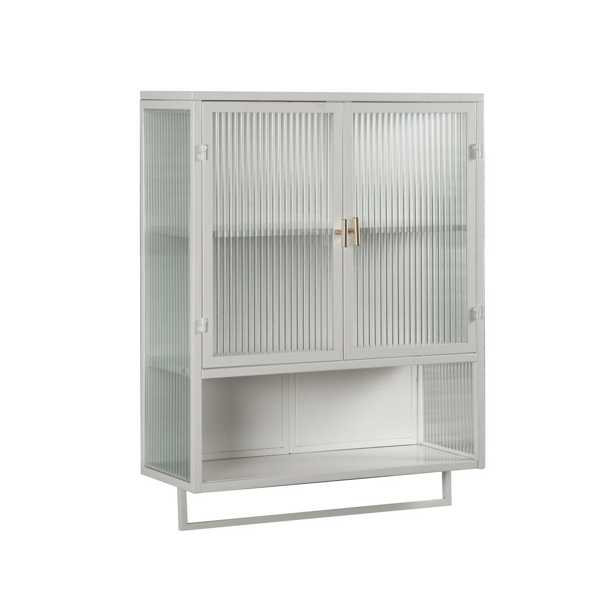 KÜCHENOBERSCHRANK 60/23/78 cm mit 2 Glastüren, offener Ablage und Handtuchhalter, Metall/Glas, Weiß - Weiß, Glas (60/78/23cm) - Redom