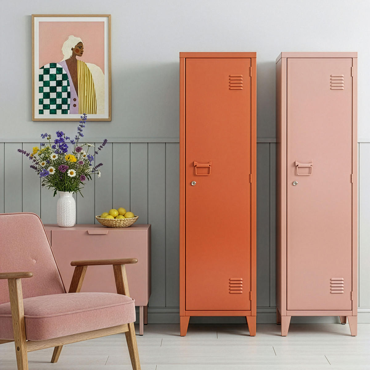 EINZELSPIND Kurikka - Rotbraun, Metall (38/137/38cm) - [en.casa]