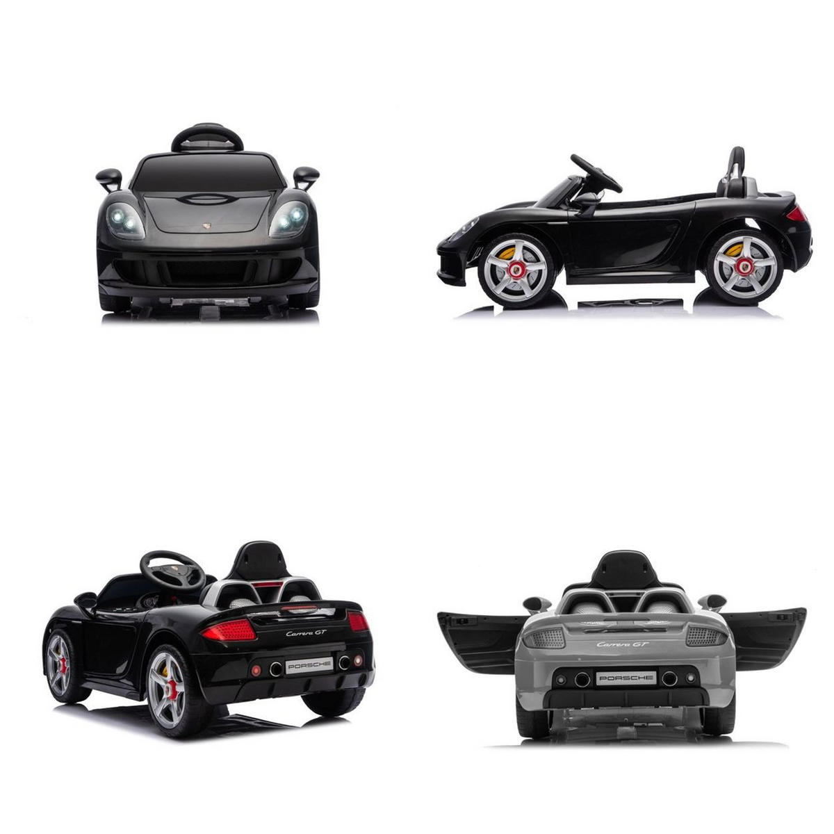 ELEKTROAUTO Porsche Carrera GT schwarz Fernbedienung Bluetooth 2 Motoren - Schwarz, Kunststoff (109/59/45cm) - Chipolino