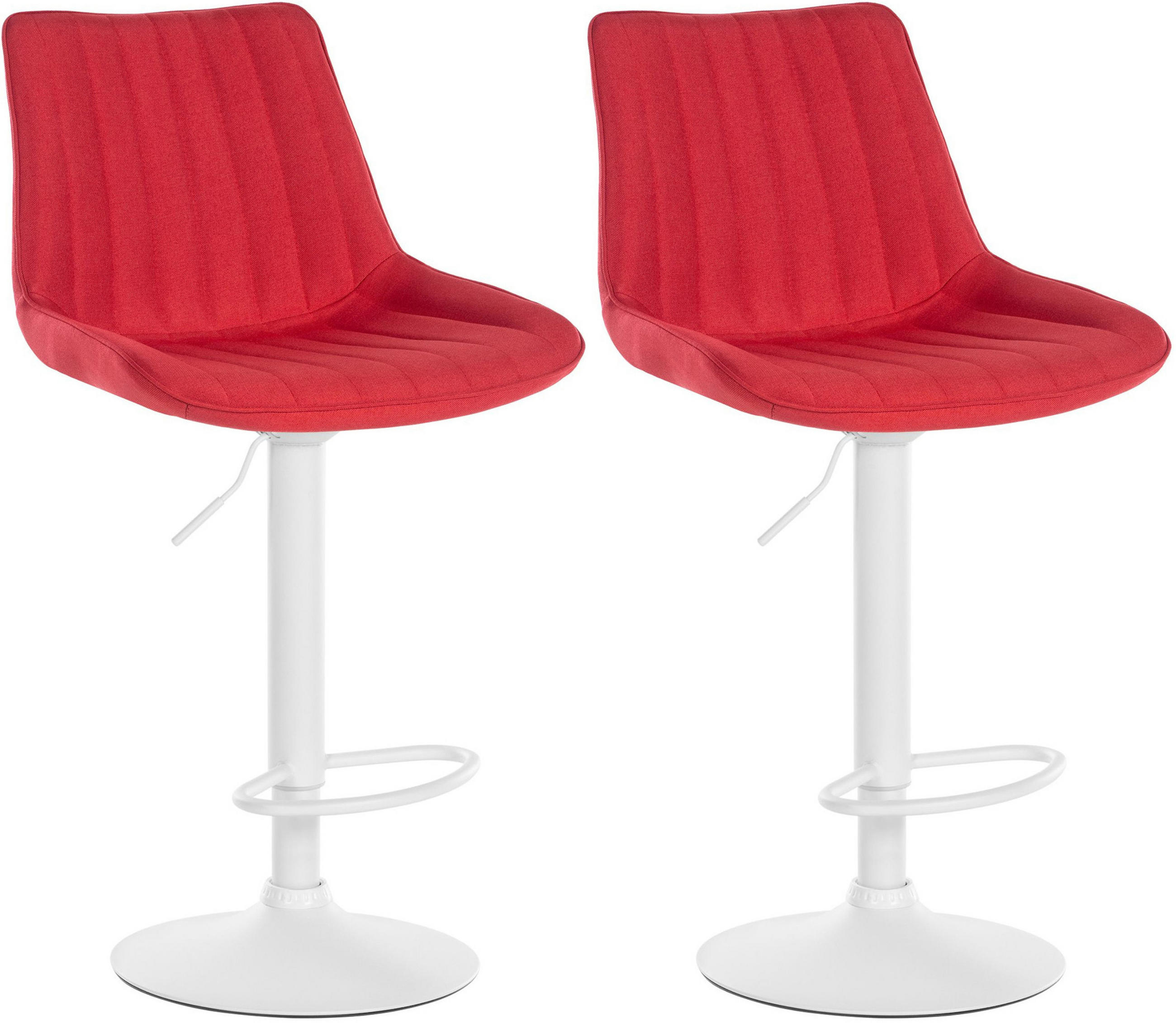BARHOCKER 2er Set Tolor Stoff weiß rot - Rot/Weiß, Textil/Metall (49.5/112/50cm) - TPFLiving