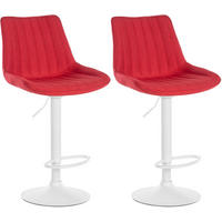 BARHOCKER 2er Set Tolor Stoff weiß rot - Rot/Weiß, Textil/Metall (49.5/112/50cm) - TPFLiving