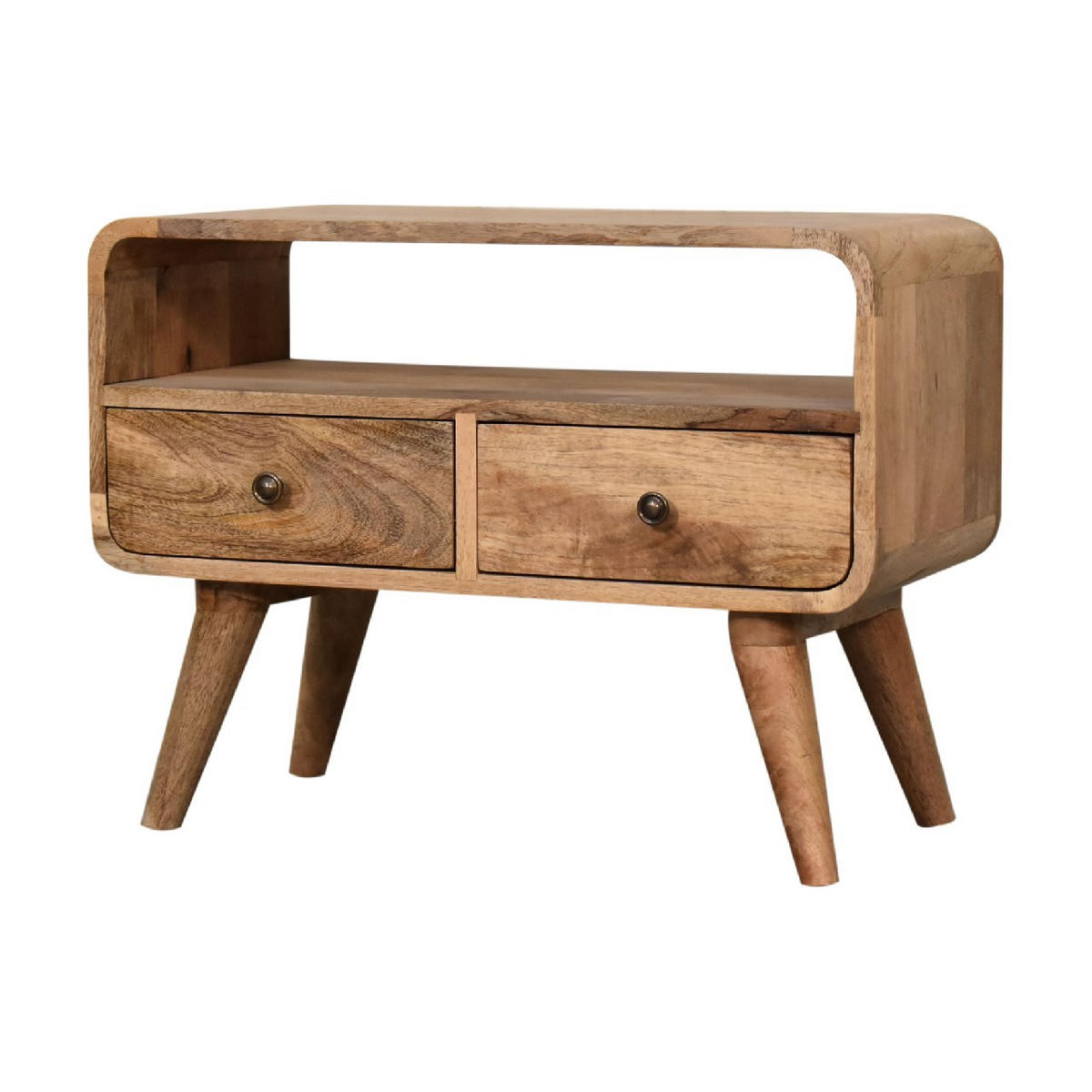 TV-ELEMENT Massives Mangoholz, Eichenholz-Finish 45 x 30 x 60 cm - Messingfarben/Braun, Holz/Metall (60/45/30cm) - Artisan Furniture