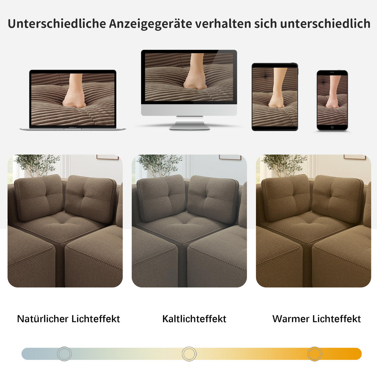 2-SITZER Sofa 208x177x69 cm aus Cordstoff rahmenlos modular mit Ottoman, braun - Braun, Textil (177/69/208cm)