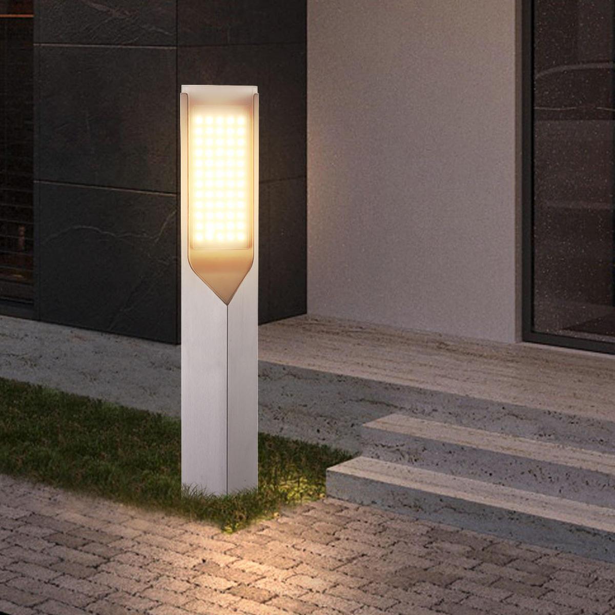 LED AUSSENLEUCHTE Edelstahl Silber - Silberfarben, Metall (8/8/60cm) - Globo Lighting