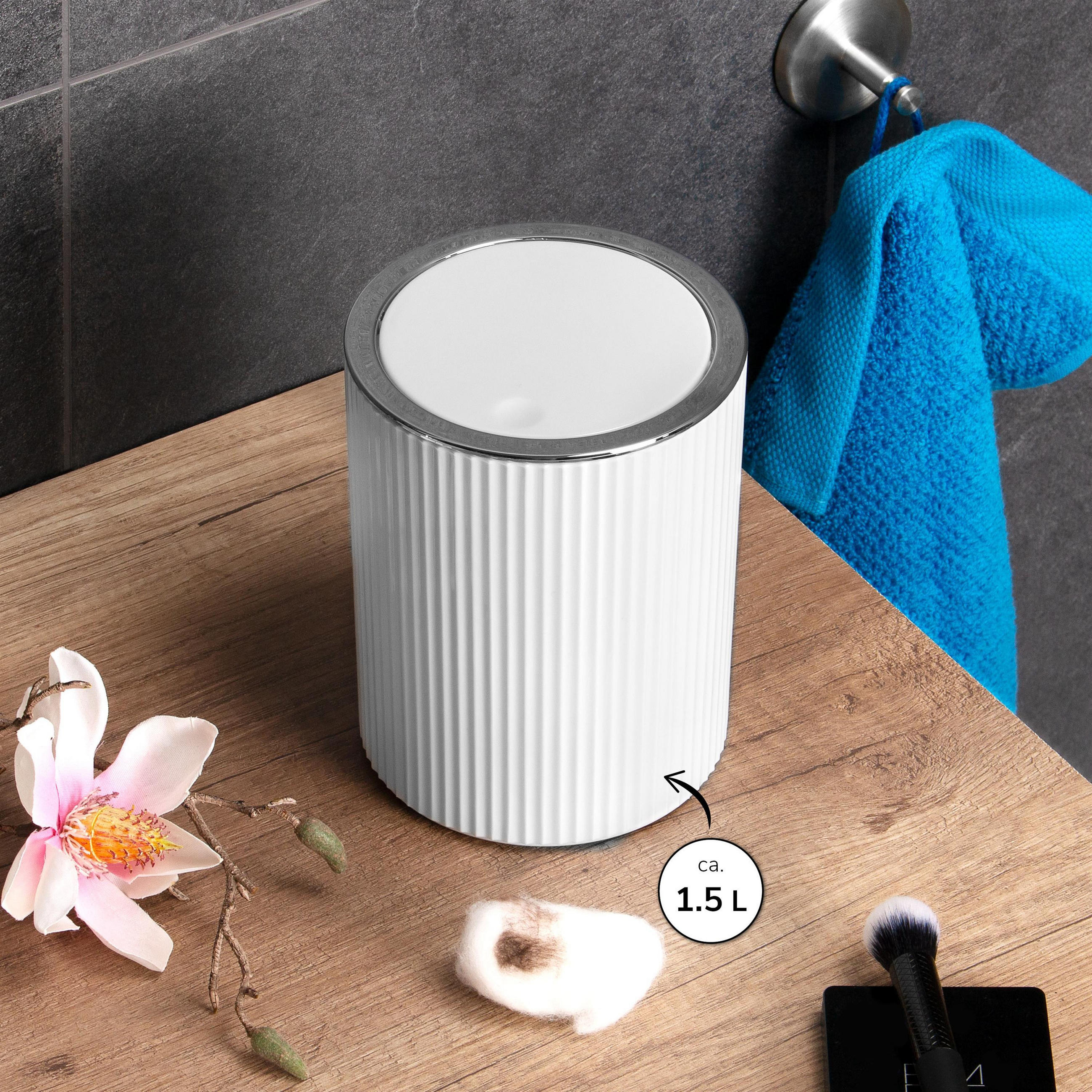 KOSMETIKEIMER 2er-Set, GAVELLO weiß, Kunststoff - Weiß, Kunststoff (12.5/16.3/12.5cm) - bremermann