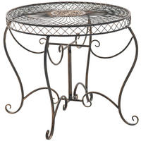 GARTENTISCH rund Ø90 cm Metall Bronze - Bronzefarben, Metall (90/90/69cm) - CLP