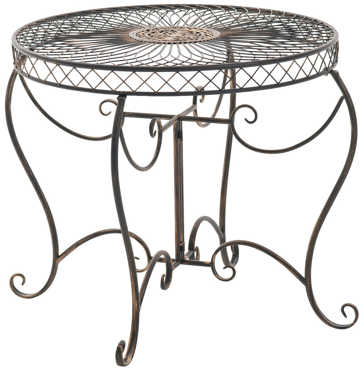 GARTENTISCH rund Ø90 cm Metall Bronze - Bronzefarben, Metall (90/90/69cm) - CLP