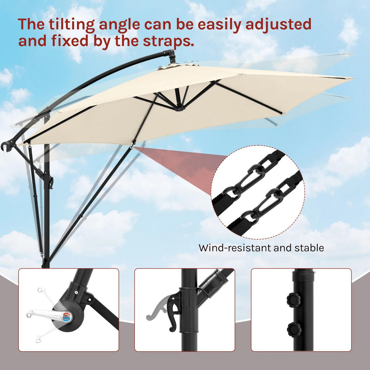 AMPELSCHIRM 310 cm Beige mit Tasche - Beige, Metall (310/310cm) - Bomclap