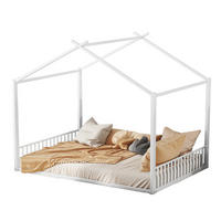 KINDERBETT 140/200 cm in Hausform mit Metallrahmen, Weiß - Weiß, Metall (140/200cm) - Redom