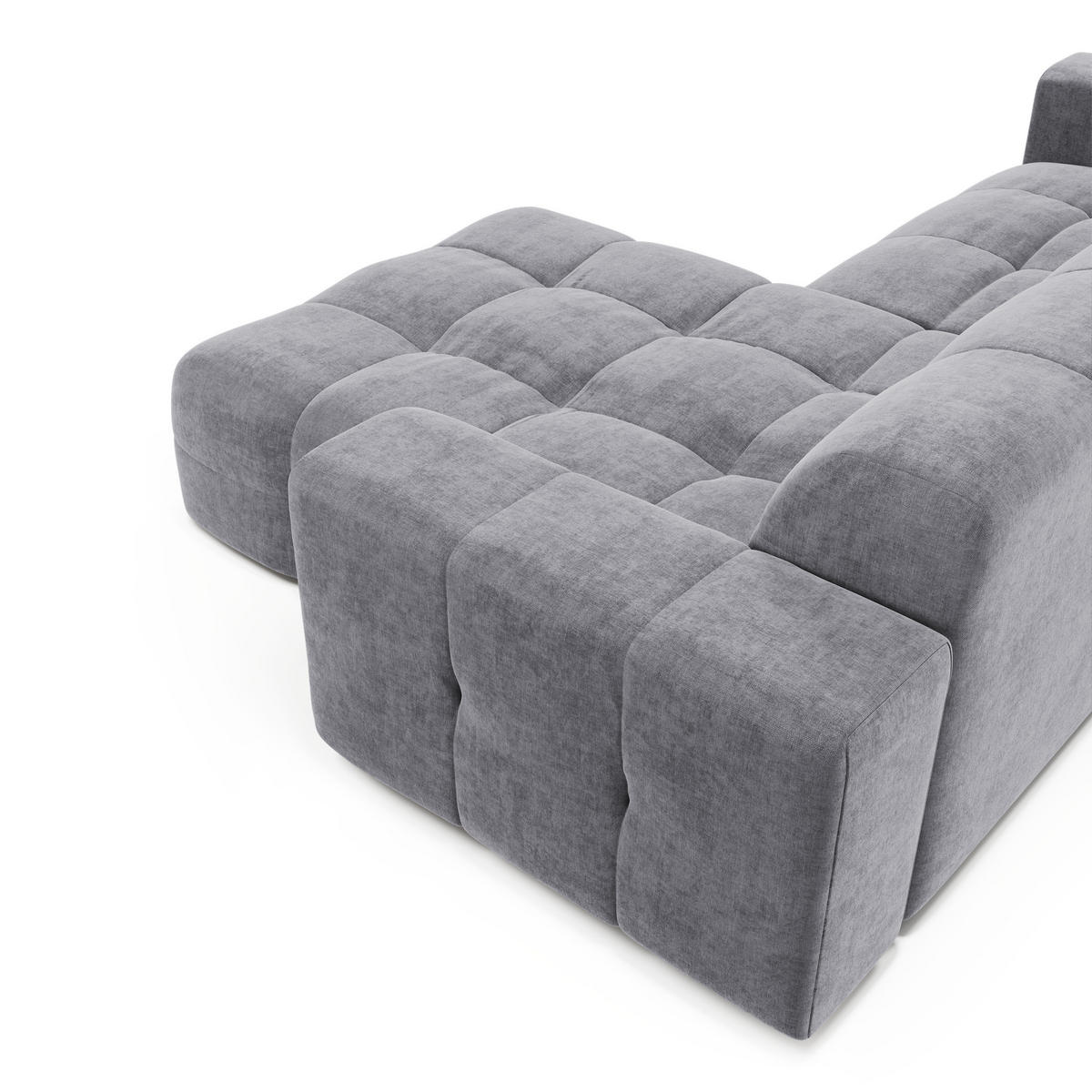 ECKSOFA RECHTS Samt Hellgrau 230cm - Hellgrau/Grau, Textil (230/155cm) - Sia Home