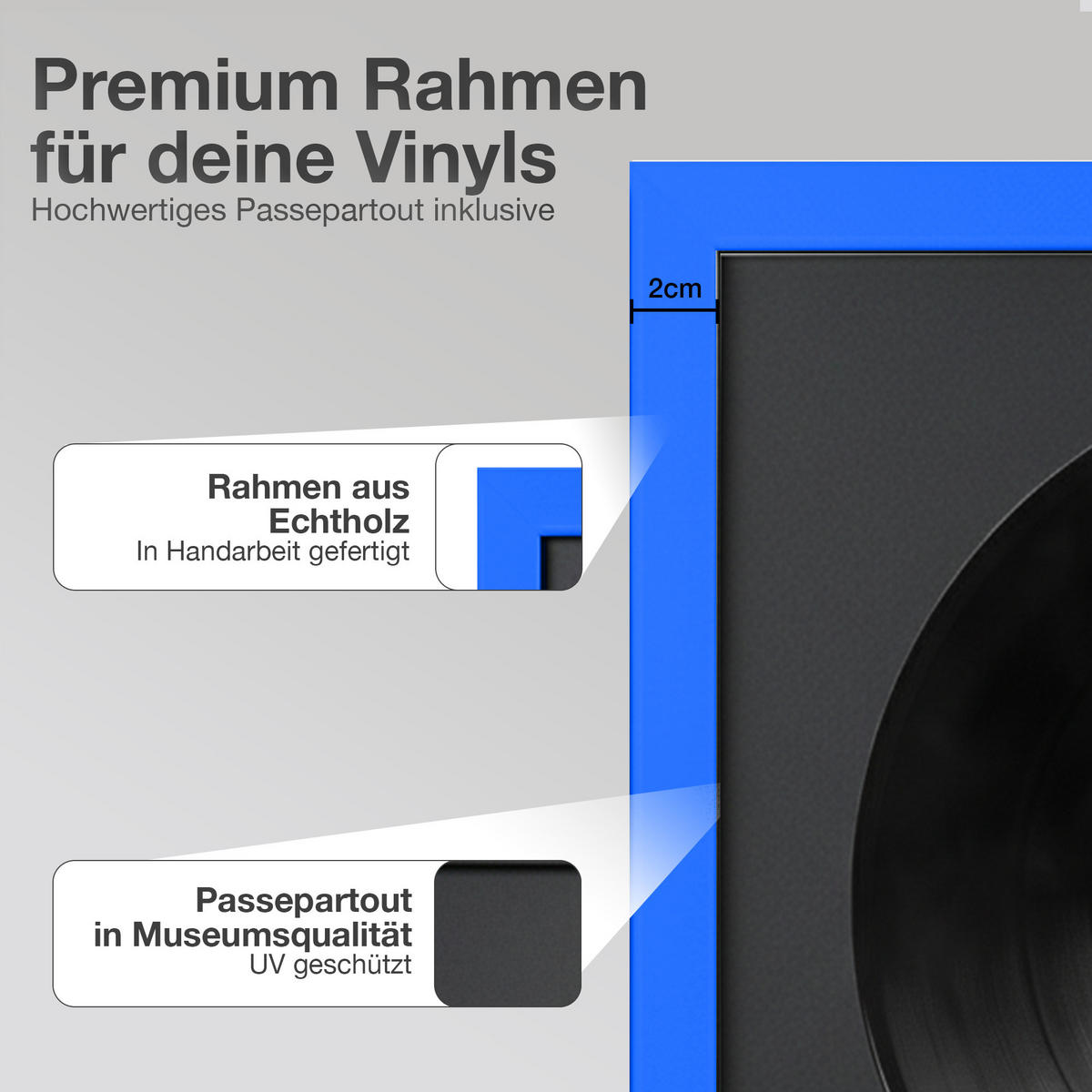 SCHALLPLATTEN RAHMEN 40/40 für die Vinyl - Blau, Holz (40/40cm) - K-Möbel