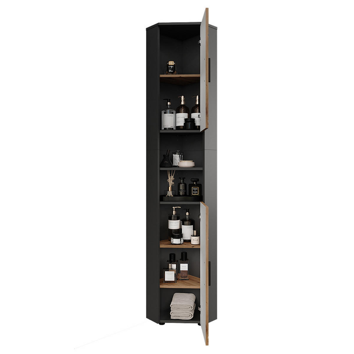 HOCHSCHRANK Irma Anthrazit/Artisan 33 x 192 cm mit 2 Türen - Anthrazit/Eiche Artisan, Holzwerkstoff (33/192/33cm) - Vicco