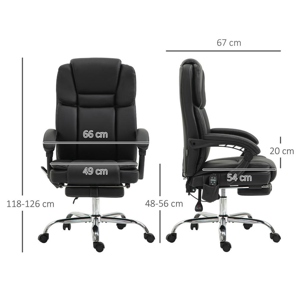 Thumbnail - Vinsetto Bürostuhl, Schwarz, Kunststoff, 1-Sitzer, Füllung: Schaumstoff, 67x126x66 cm, Arbeitszimmer, Bürostühle, Büroho...