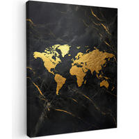 LEINWANDBILD Weltkarte - Gold - Marmor 60x80 cm - Goldfarben, Textil (60/80cm) - MuchoWow