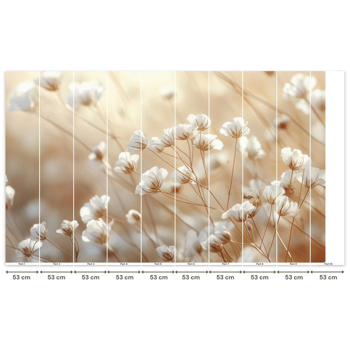 TAPETE - Wild - Blumen - Weiß - 450x280 cm - Creme, Papier (450/280cm) - OnlyWow