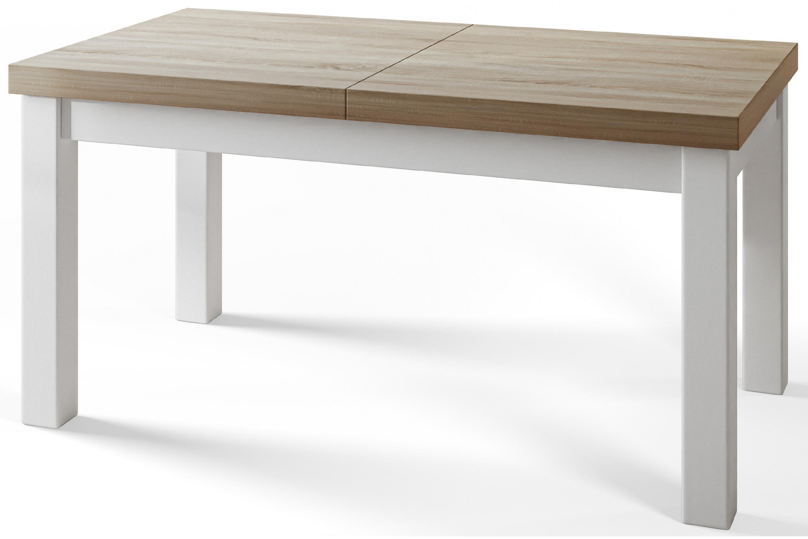 ESSZIMMERTISCH CLASSIC, ausziehbarer Tisch 170-250X90X78 cm, Farbe: SONOMA, mit Holzbeinen in Farbe Weiß - Weiß/Sonoma Eiche, Holzwerkstoff (170/90/78cm) - Alpi-Möbel