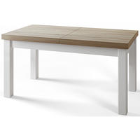 ESSZIMMERTISCH CLASSIC, ausziehbarer Tisch 120-160X80X78 cm, Farbe: SONOMA, mit Holzbeinen in Farbe Weiß - Weiß/Sonoma Eiche, Holzwerkstoff (120/80/78cm) - Alpi-Möbel