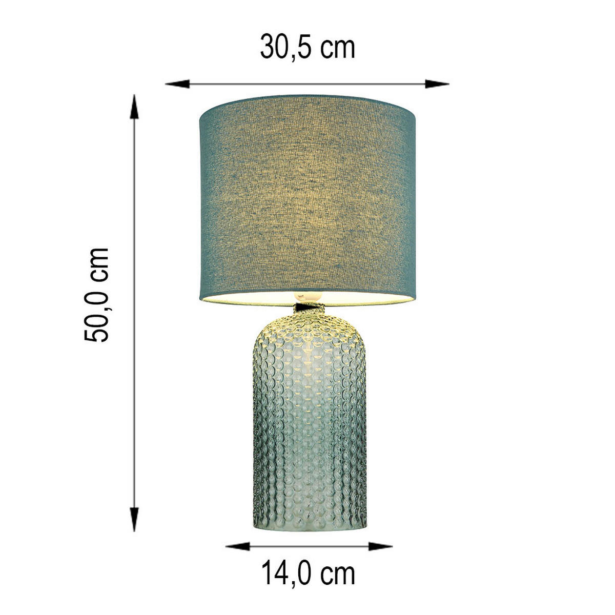 TISCHLEUCHTE Glas Textil Blassgrün - Grün, Glas (26.5/26.5/50cm) - Globo Lighting