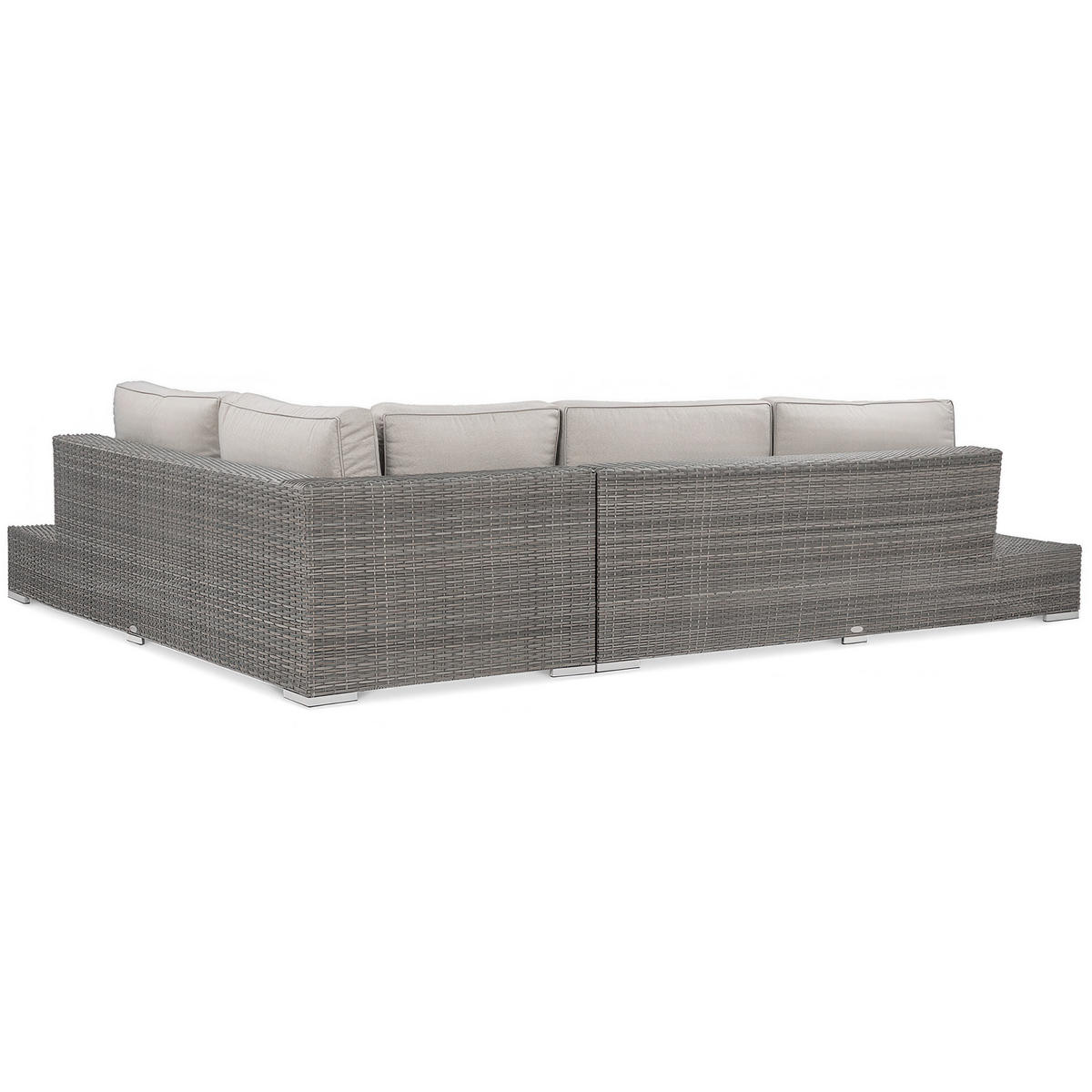 ZAHRADNÍ SADA Firenze z technoratanu, rohová pohovka a konferenční stolek, pro 4 osoby, tmavě šedá - tmavě šedá/béžová, přírodní materiály - Beautysofa