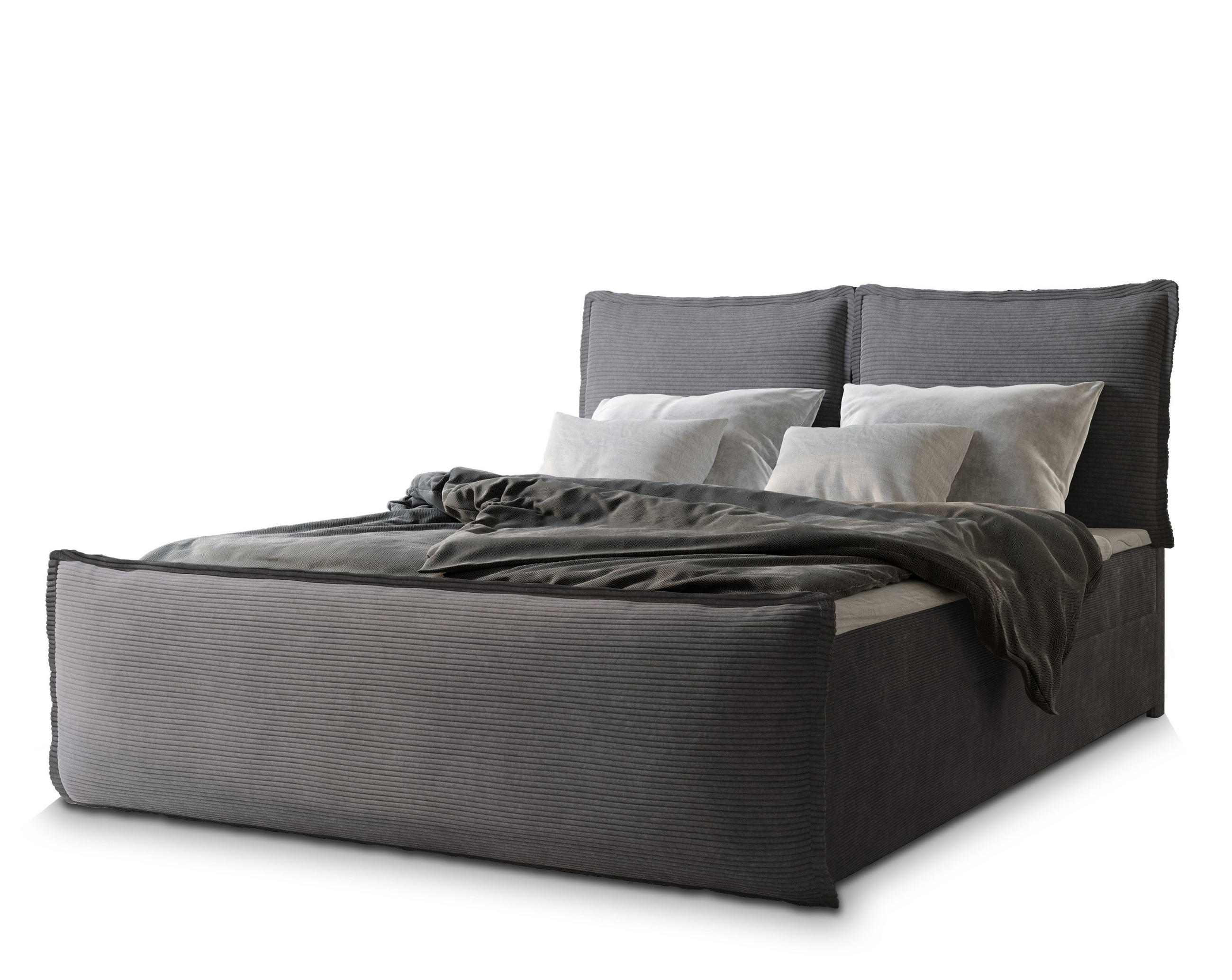 BOXBETT MONTA 160x200 cm mit Matratze und Topper - Graphitfarben - Graphitfarben, Holz (160/200cm) - MASSENO