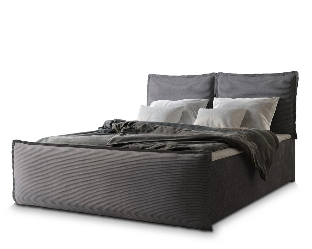 BOXBETT MONTA 160x200 cm mit Matratze und Topper - Graphitfarben - Graphitfarben, Holz (160/200cm) - MASSENO