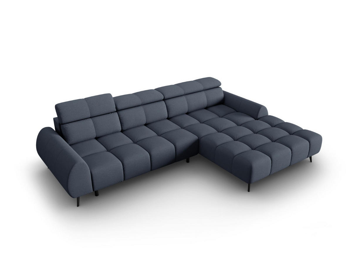 ELEKTRISCHES-ECKSOFA rechts Alyse aus strukturiertem Stoff dunkelblau 5 Sitzplätze - Dunkelblau, Textil (188/295cm) - Micadoni