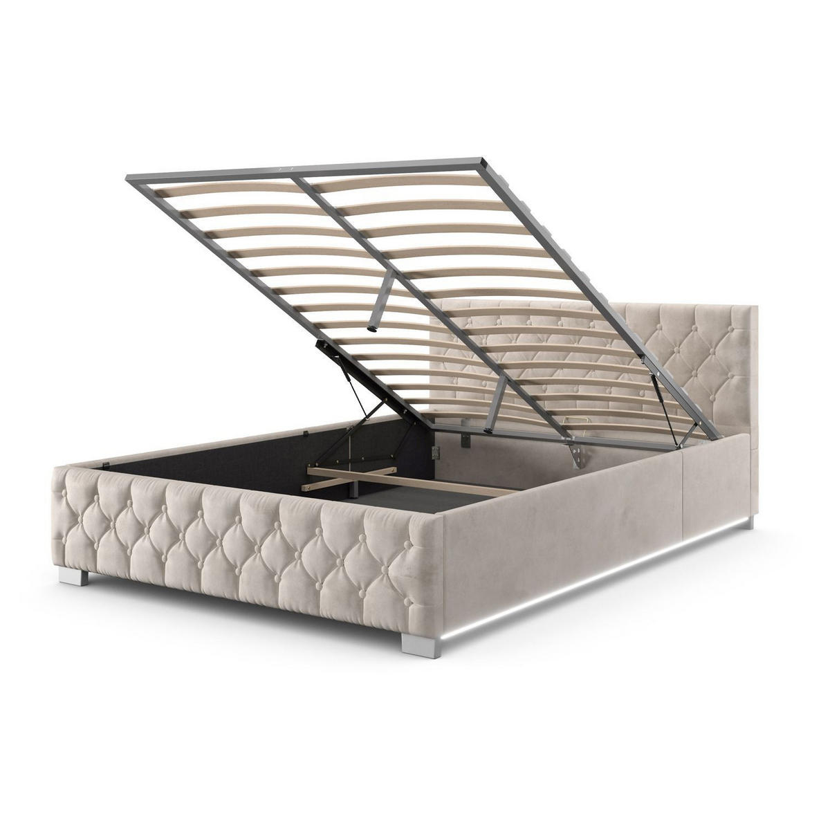 POLSTERBETT Nizza beige 180x200 cm mit Matratze - Beige, Holzwerkstoff (180/200cm) - Juskys