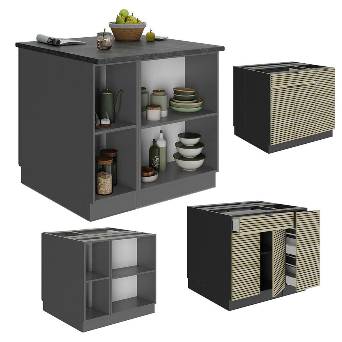 KÜCHENINSEL Fame-Line Eiche Paneel 90 cm mit Schublade, ohne Arbeitsplatte - Hellbraun/Eichefarben, Holzwerkstoff (90/82/60cm) - Vicco