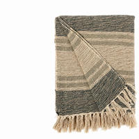 WOHNDECKE Baumwolle 130x170 cm Mit Fransen – Green/Sage - Multicolor, Naturmaterialien (130/170cm) - AU Maison