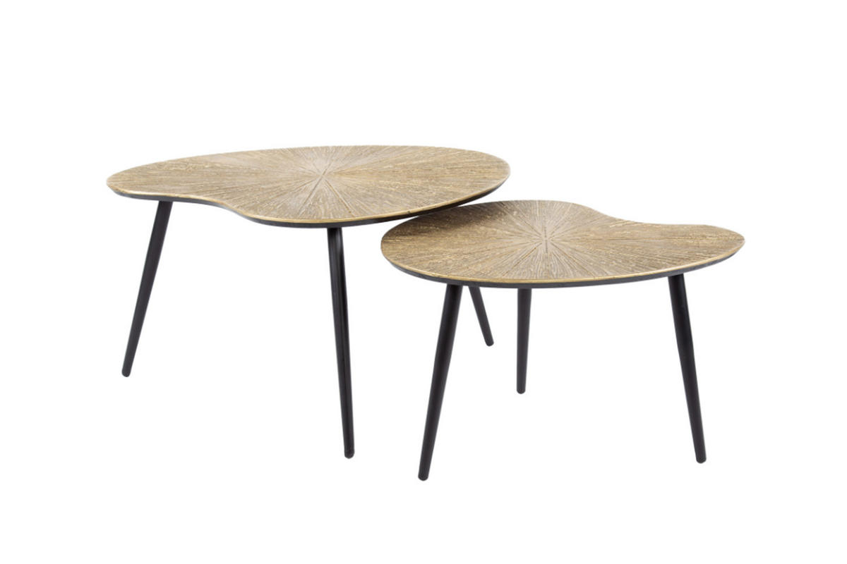COUCHTISCH-SET TIBALI Bronze Metall - Schwarz/Bronzefarben, Metall (71/56/40cm) - KAWOLA